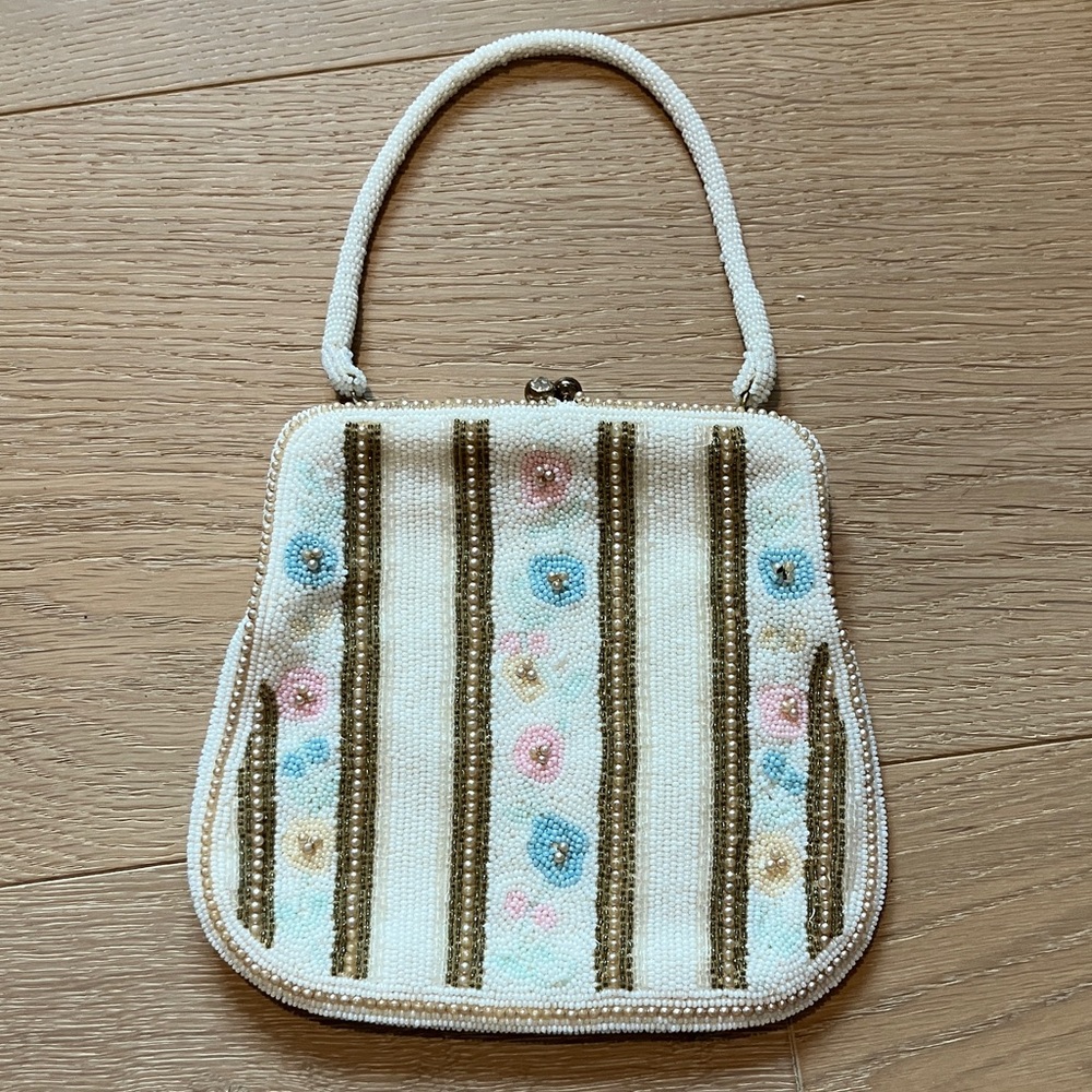Vintage 50’s Josef Japan hand beaded Elegant Floral Handbag - Picture 1 of 8